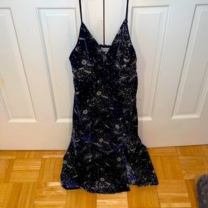 Deep Blue Galaxy Urban Outfitters Dress With Adjustable Straps and Slip